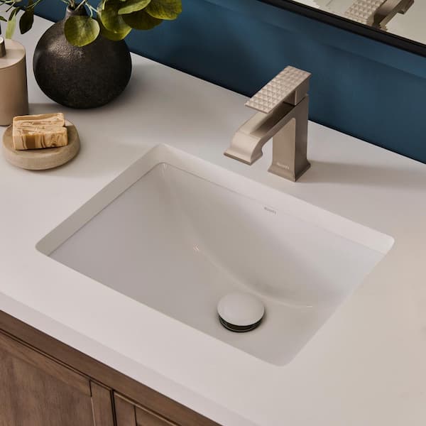 Krona 16.5 in. Undermount Rectangular Bathroom Vanity Sink in Biscuit Porcelain Ceramic with Overflow