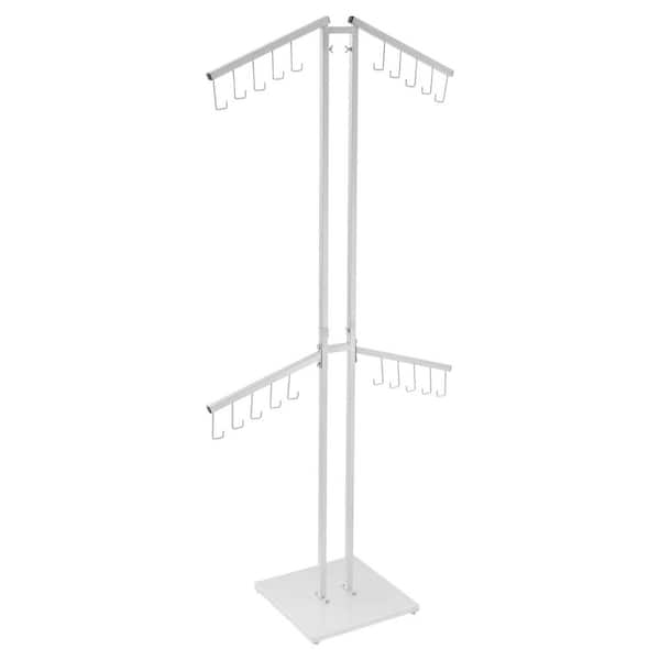 73 in. x 15 in. x 15 in. Free Standing Silver Metal Steel Clothes Rack Handbags Clothes Display Rack