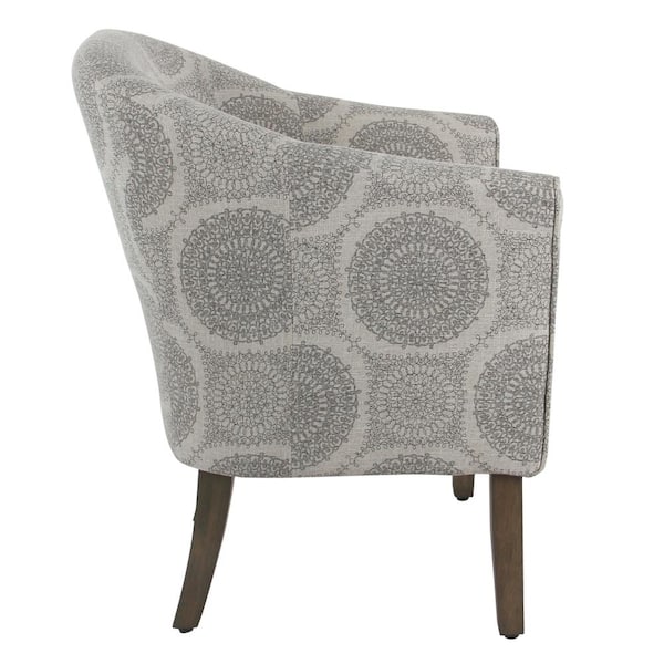 Homepop Chunky Barrel Shaped Gray Medallion Accent Chair K6859-A832