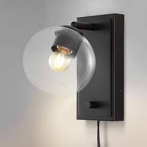 Hugo 6 in. 1-Light Oil Rubbed Bronze Minimalist Modern Plug-In/Hardwired Adjustable Iron LED Wall Sconce w/Rotary Dimmer