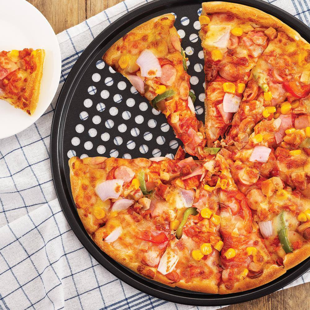Fox Run 14.5" Perforated Carbon Steel Pizza Pans, Set of 2