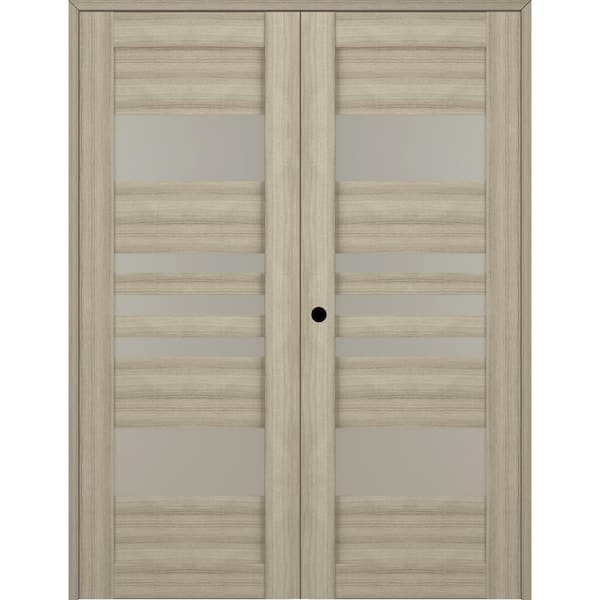 Belldinni Leti 48 in. x 96 in. Right Hand Active 5-Lite Frosted Glass Shambor Wood Composite Double Prehung Interior Door