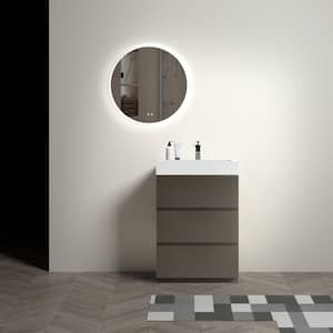 Aaby 24 in. W x 18 in. D x 37 in. H Bath Vanity Cabinet in Gray with White Solid Surface Top and Sink