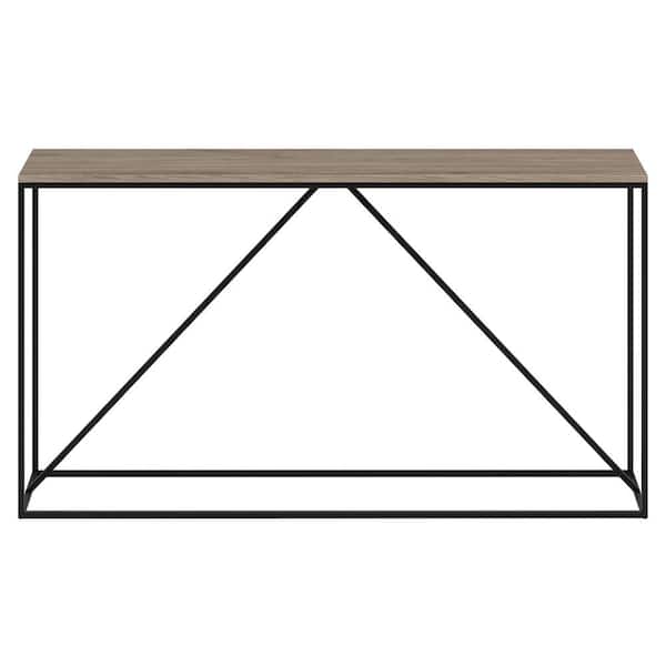 Meyer&Cross Nia 55 in. Blackened Bronze/Antiqued Gray Oak Rectangular Particle Board Top Console Table