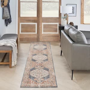 Astra Machine Washable Denim Multi 2 ft. x 12 ft. Distressed Traditional Kitchen Runner Area Rug
