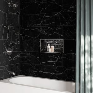 Sample - Impero Black 6 in. x 6 in. Marble Look Porcelain Floor and Wall Tile