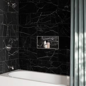 Impero Black 12 in. x 24 in. Marble Look Porcelain Floor and Wall Tile (15.50 sq. ft./Case)