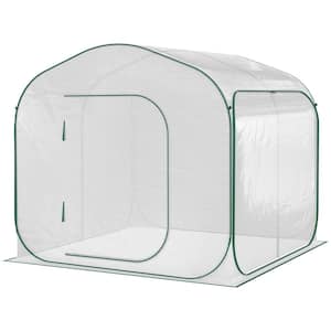 7ft. x 7ft. x 6ft. Portable Walk-in Greenhouse, Pop-up Setup, Greenhouse Tent with Zipper Door for Growing -White