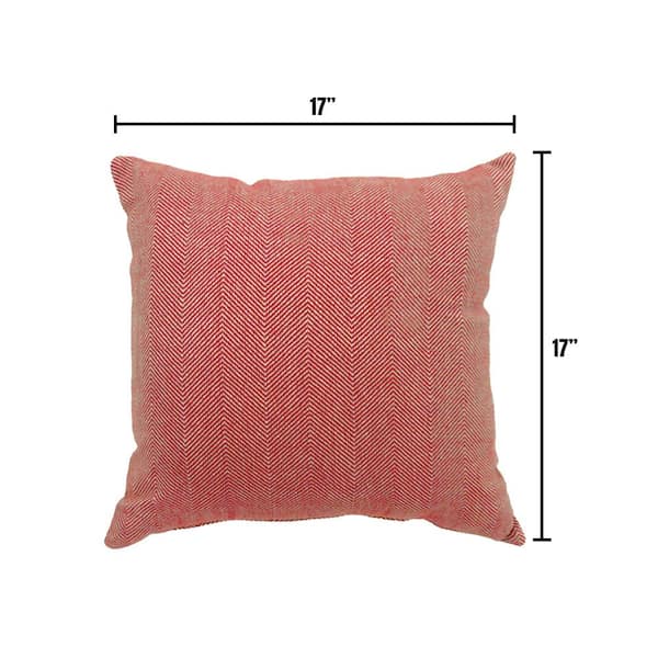 Jill Red Solid Polyester 18 in. x 18 in. Throw Pillow (Set of 2)