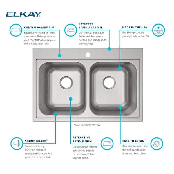 aisleページ Elkay Parkway 33 in. Drop-in Single Bowl 20-Gauge Stainless