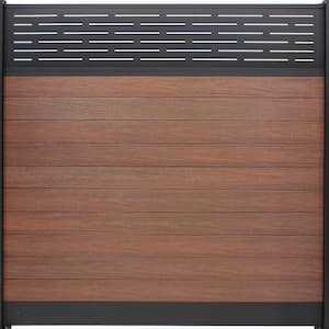 Euro Style 6 ft. x 6 ft. Lattice Top Black Rose Aluminum/Composite Horizontal Fence Panel