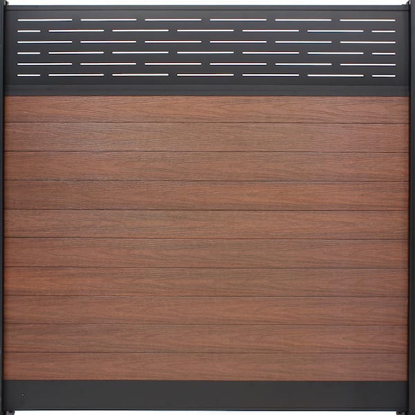 Veranda Euro Style 6 ft. x 6 ft. Lattice Top Black Rose Aluminum/Composite Horizontal Fence Panel
