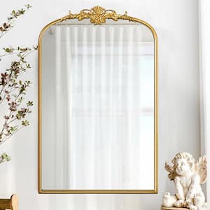 24 in. W x 36 in. H Gold Arch Vintage Metal Decorative Wall Mirror