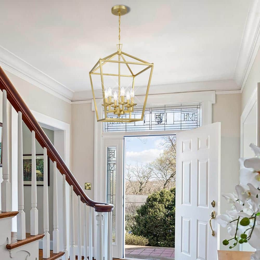 Alfa 16 in. 6-Light Geometric Cage Lantern Pendant Light with soft gold finish price history on PriceWatchPro