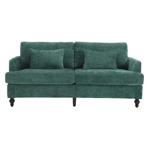 69 in. Modern Oversized Emerald Chenille Wood Frame Upholstered 2-Seater Loveseat