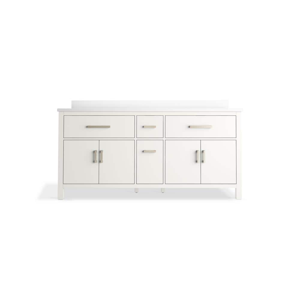 Kresla 72" White Double Bathroom Vanity with Quartz Top