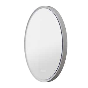 Lindia 24 in. W x 36 in. H Oval Framed Anti-Fog Lighted Wall Mount Bathroom Vanity Mirror in White