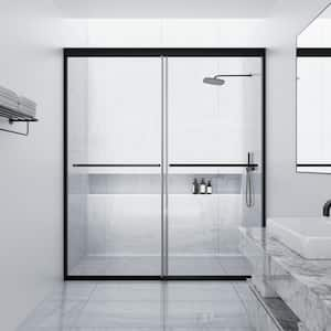 44 in. W to 48 in. W x 70 in. H Framed Bypass Sliding Shower Door with 1/4 in. Tempered Glass and Matte black finish