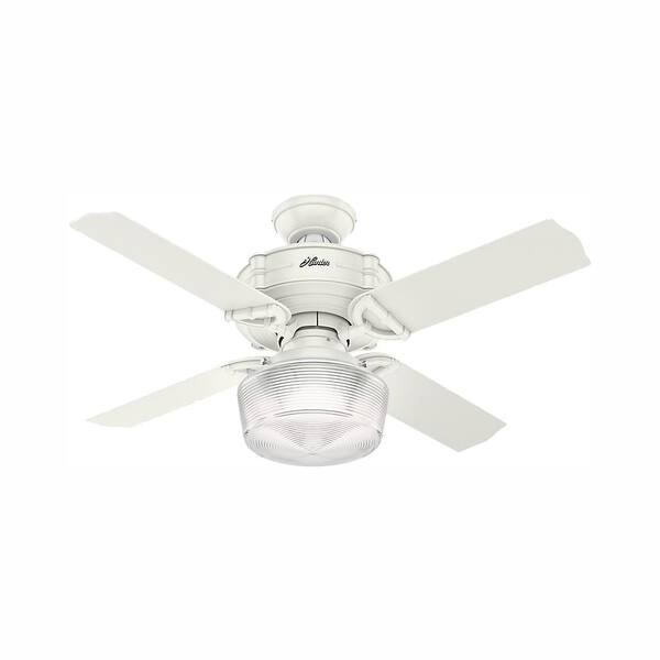 Hunter Brunswick 44 in. LED Indoor Fresh White Ceiling Fan with Globe Light Kit and Integrated Handheld Remote Control