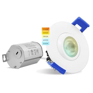 2 in. Adjustable LED Gimbal Canless Recessed Light with J-Box 5 Color Selectable 5-Watt 400 Lumens Damp Rated (1-Pack)