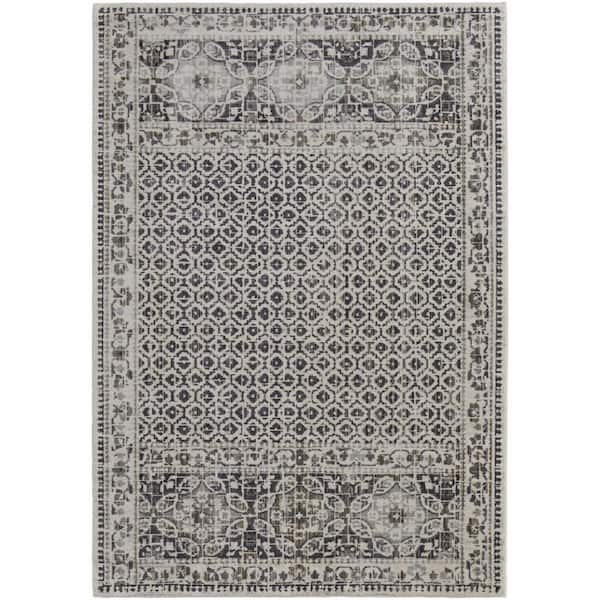 HomeRoots Gray and Ivory 7 ft. x 10 ft. Abstract Area Rug
