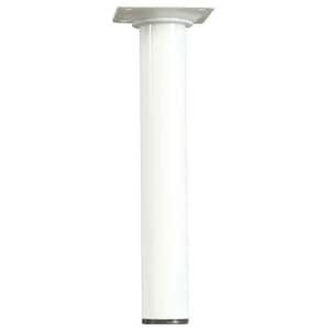 8 in. x 1-1/8 in. White Round Metal Table Leg