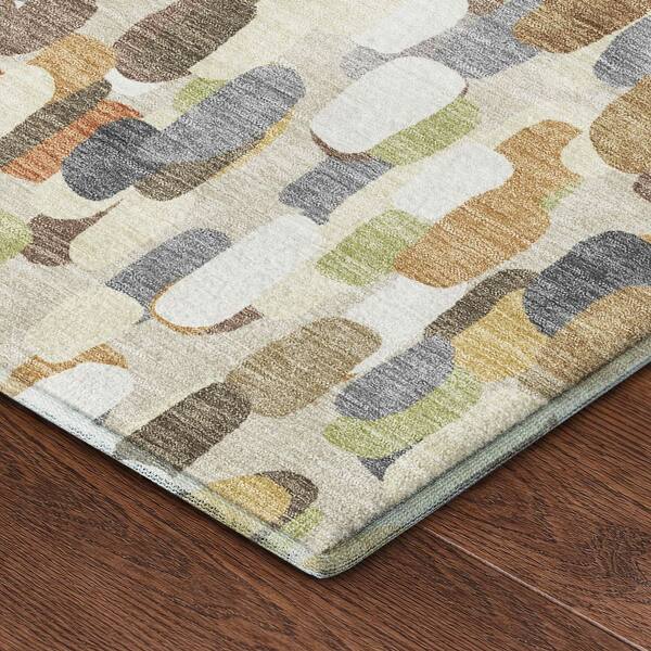 Mayfield Premium Machine Washable Abstract AMF2451 Beige 10 ft. x 14 ft. Area Rug