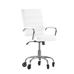 White LeatherSoft/Chrome Frame Leather/Faux Leather Office/Desk Chair Table Top Only