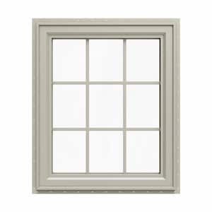 29.5 in. x 35.5 in. V-4500 Series Desert Sand Vinyl Left-Handed Casement Window with Colonial Grids/Grilles