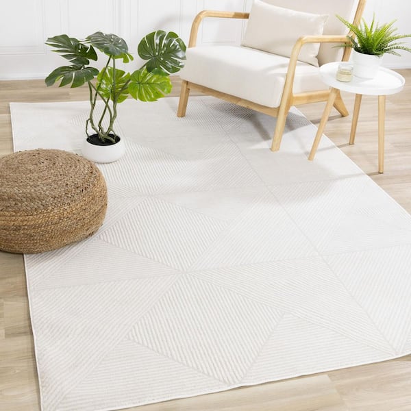 Veran Collections 8 ft. x 11 ft. Beige Geometric, Tonal/Solid Indoor Area Rug