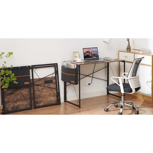 VECELO Folding Computer Writing Desk Rectangular Brown