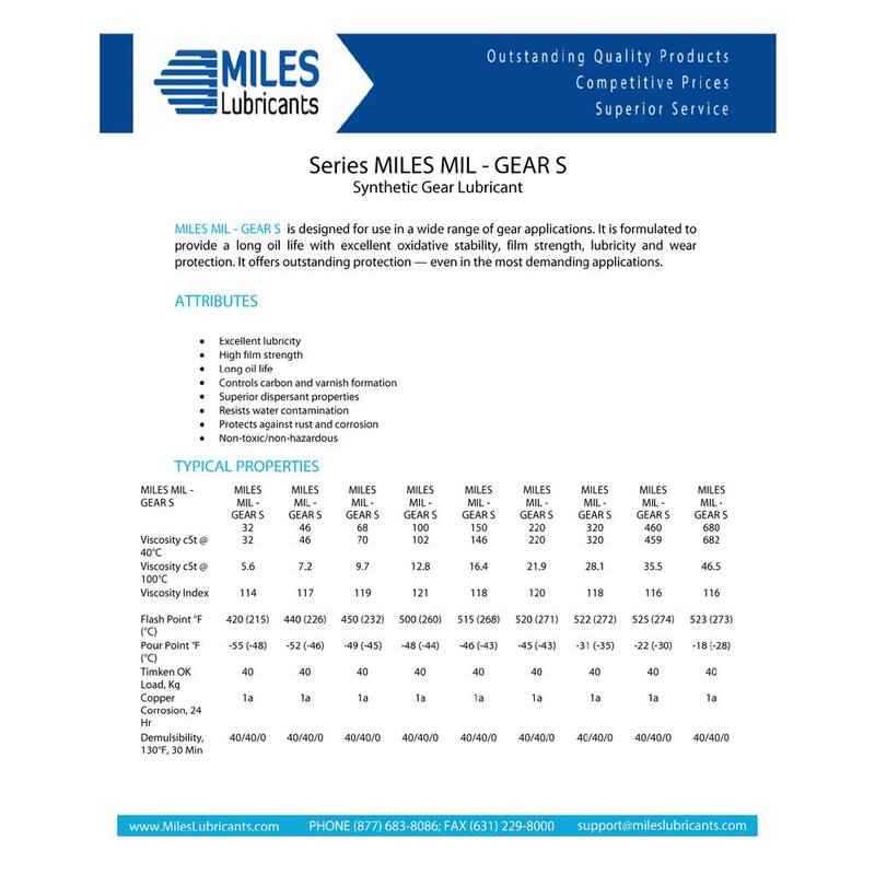 Miles Mil 5 Gal. Gear S 320 Advanced Technology Pao Based Industrial Gear Oil Pail