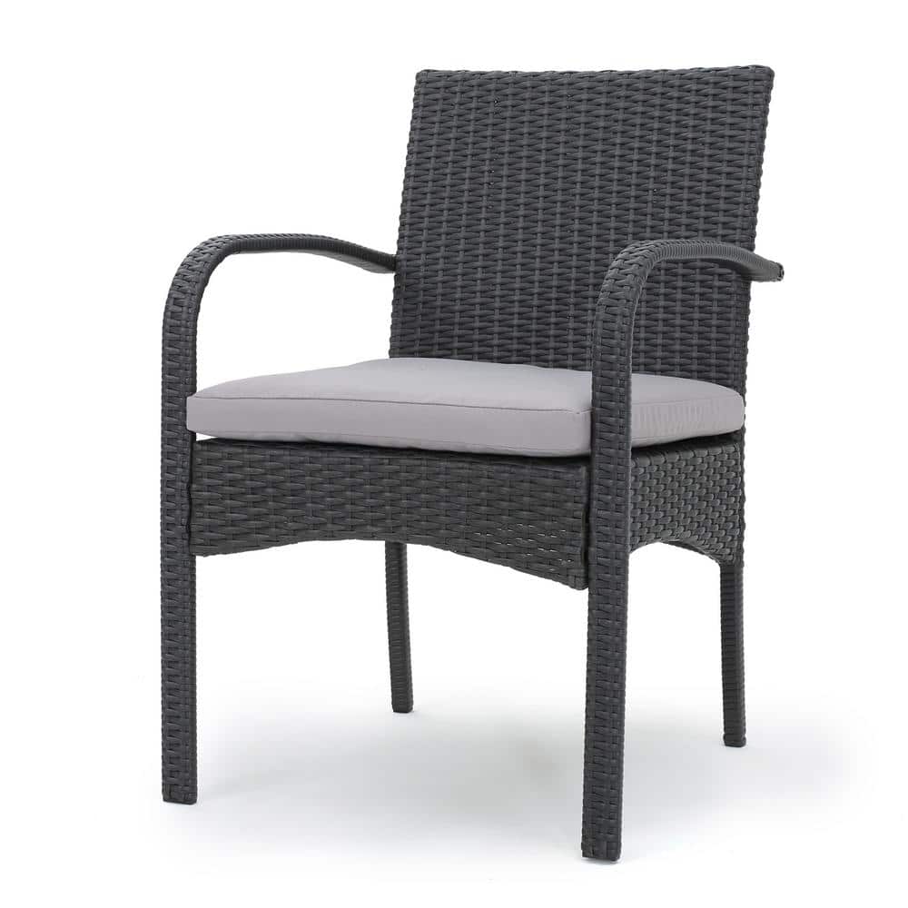 Grey 9-Piece Outdoor Wicker Dining Set with Cushions