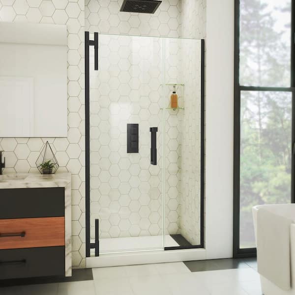 DreamLine Ascend 41 in. W x 72 in. H Pivot Frameless Shower Door in Matte Black