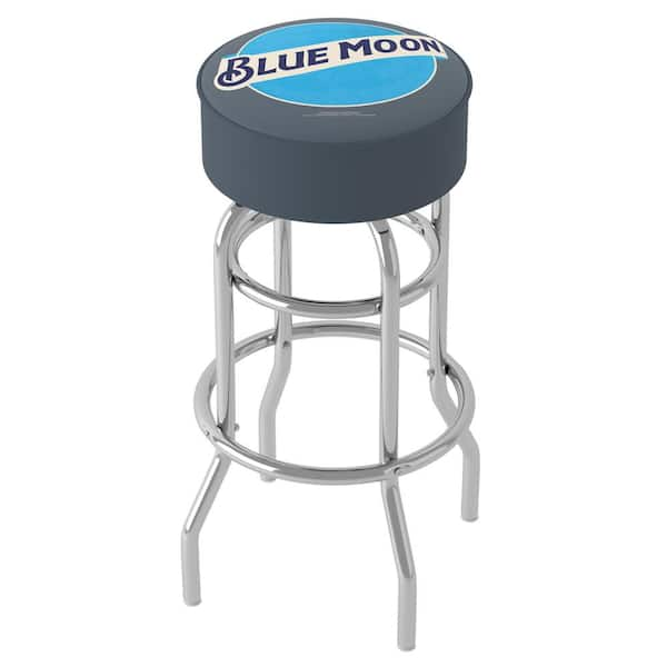 Unbranded Blue Moon 31 in. Blue Backless Metal Bar Stool with Vinyl Seat