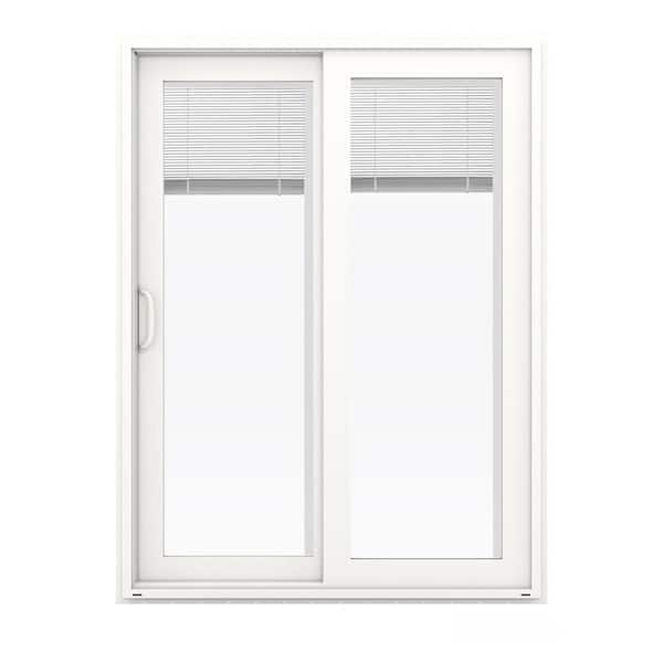 JELD-WEN 60 in. x 80 in. V-4500 White Vinyl Left-Hand Full Lite Sliding Patio Door w/Internal Blinds