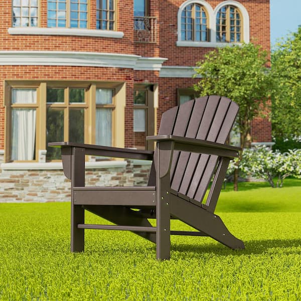 Mason Dark Brown Poly Plastic Outdoor Patio Classic Adirondack Chair, Fire Pit Chair