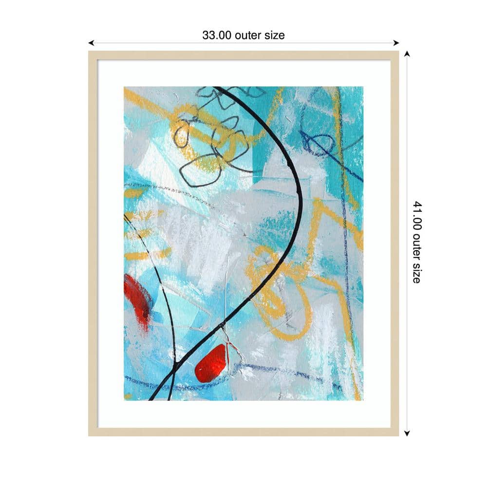 Liquid Blue Motion II Abstract Giclee Print with Natural Wood Frame
