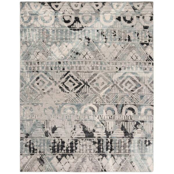 Samarkand 8 ft. x 10 ft. Gray/Ivory Tribal Area Rug