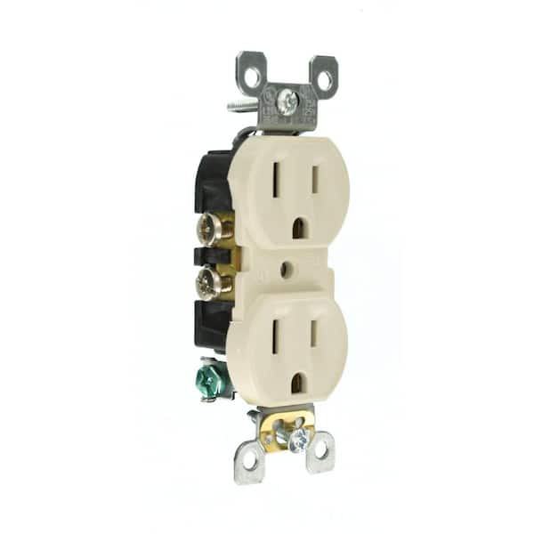 Leviton 15 Amp 125 V Self Grounding Duplex Outlet/Receptacle, Light Almond (1-Pack) 5320-ST