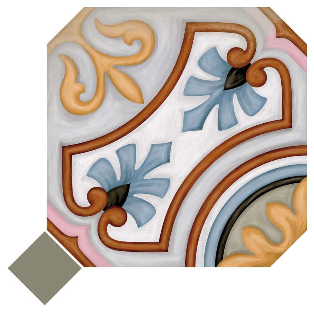 Vaudeville Octagon Deco Diglas with Taco Oliva 8 in. x 8 in. Porcelain Floor and Wall Take Home Tile Sample price history on PriceWatchPro