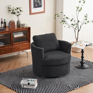 Dark Grey Polyester Swivel Barrel Chair (Set of 1)