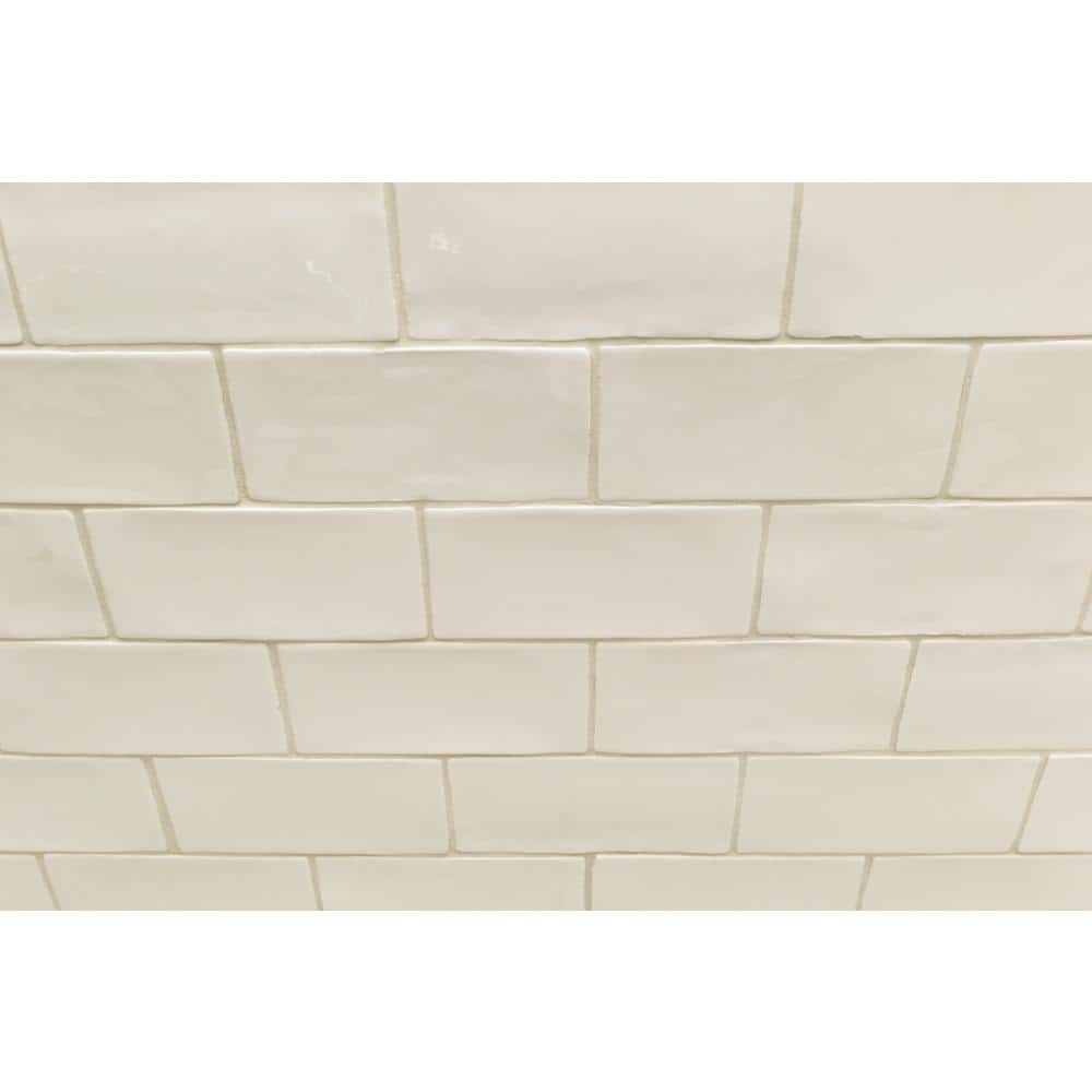 Messi 3" x 6" Polished White Ceramic Subway Wall Tile