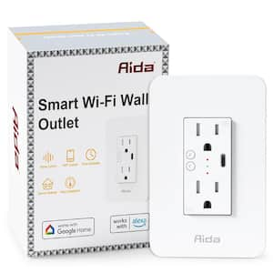 15A Receptacle, Tamper Resistant Smart Wi-Fi in-Wall Outlet with USB-C Port Compatible with Alexa and Google in White