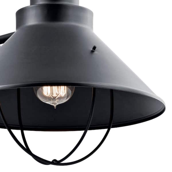 Seaside 1-Light Black Outdoor Hardwired Barn Sconce with No Bulbs Included (1-Pack)