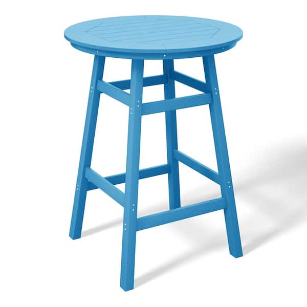 WESTIN OUTDOOR Laguna 35 in. Round HDPE Plastic All Weather Bar Height High Top Bistro Outdoor Bar Table in Pacific Blue