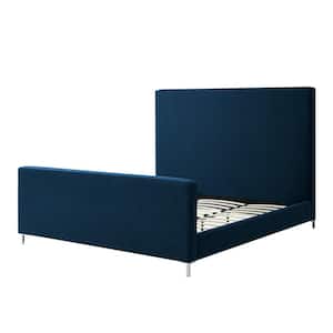 Stefania Denim Linen Upholstered Platform King Bed