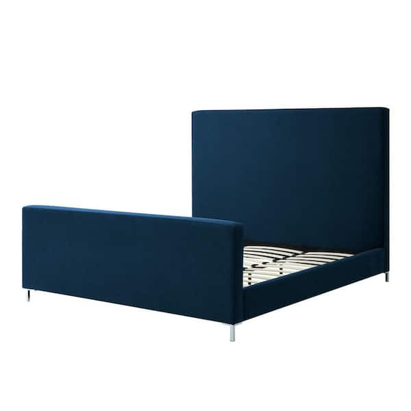 Inspired Home Stefania Denim Linen Upholstered Platform King Bed