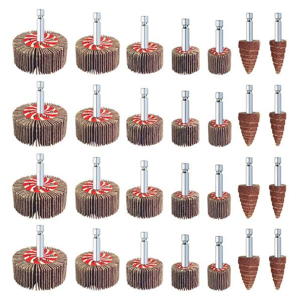LAIFUCAM 28-Pieces Flap Wheel Sander Set 60 80 120 240 Grits for