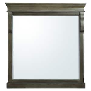 Naples 30 in. W x 32 in. H Rectangular Tri Fold Wood Framed Wall Bathroom Vanity Mirror in Distressed Grey